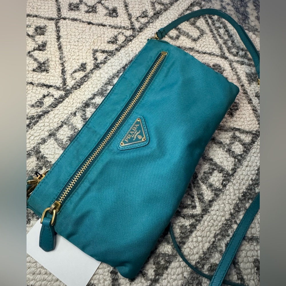 Teal Nylon PRADA Clutch Purse 👜